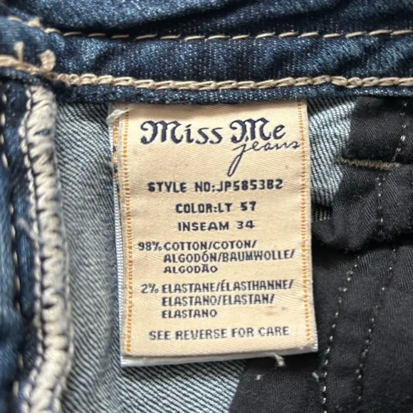 Miss Me Y2K Boot Cut Low Rise Jeans Sequin Pockets JP585382 EUC Size 28