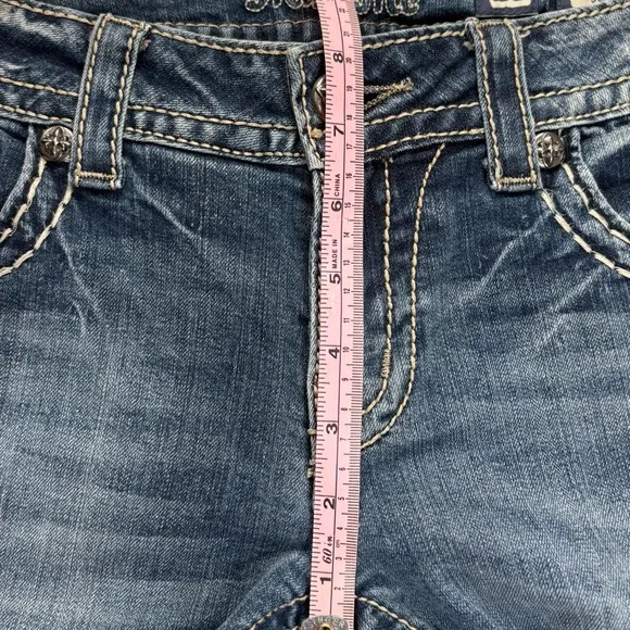 Miss Me Y2K Boot Cut Low Rise Jeans Sequin Pockets JP585382 EUC Size 28