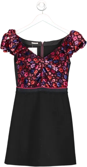 Miu Miu Black Floral Flocked Mini Dress UK 6