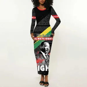 MLK Honoring The Legacy Long Sleeve Bodycon Dress Black Version LT05