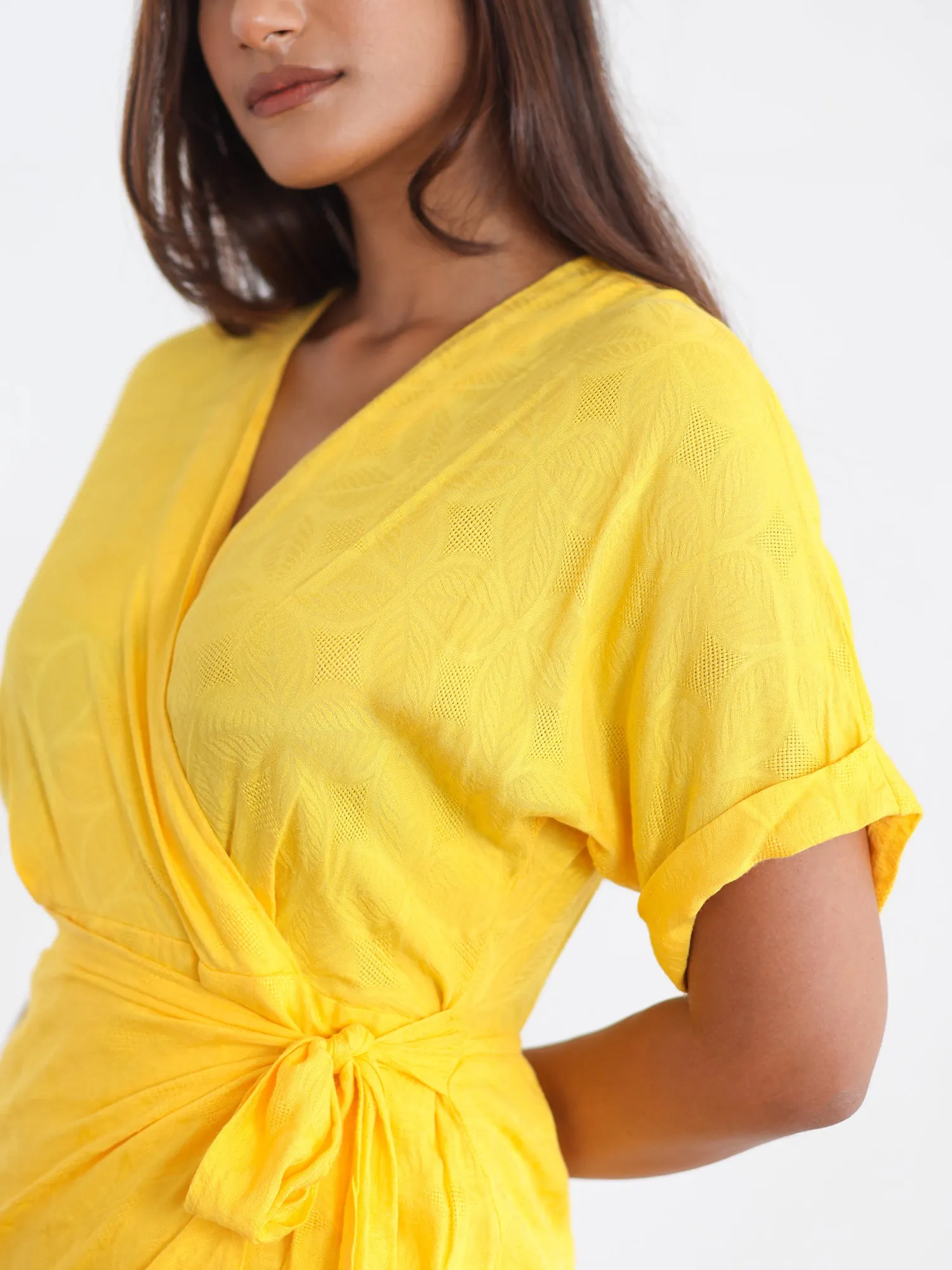 Mock Wrap Mini Dress