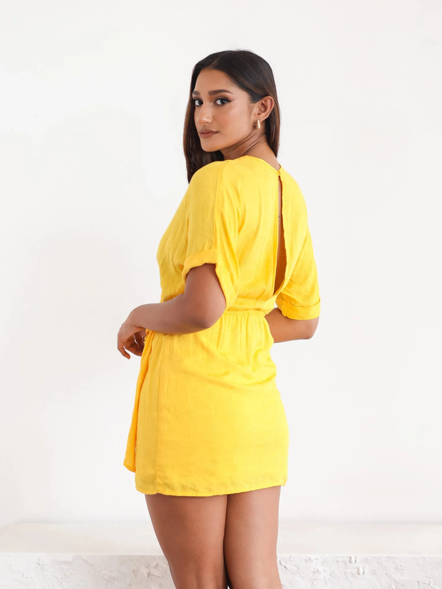 Mock Wrap Mini Dress