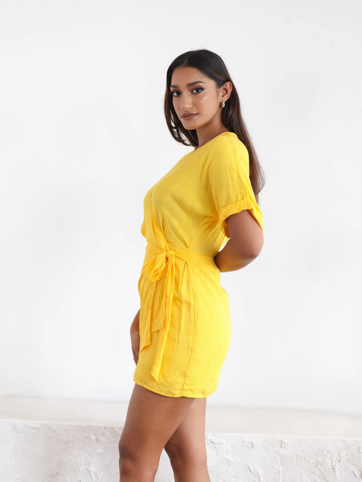 Mock Wrap Mini Dress