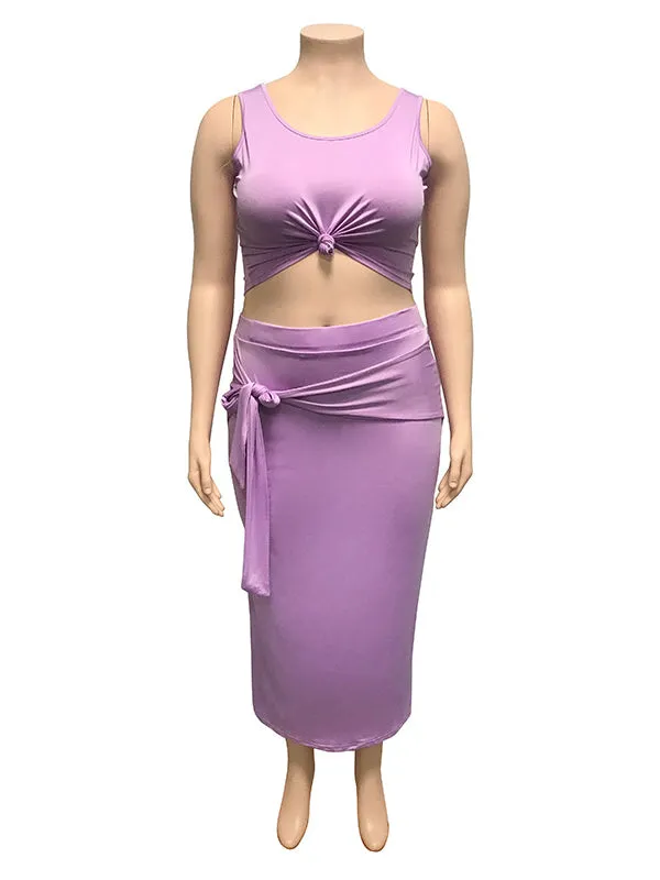 Momnfancy Purple 2-in-1 Belt Plus Size Two Piece Set Bodycon Baby Shower Maternity Midi Dress