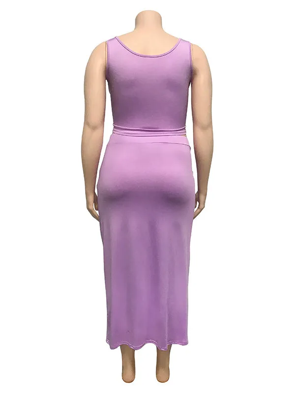 Momnfancy Purple 2-in-1 Belt Plus Size Two Piece Set Bodycon Baby Shower Maternity Midi Dress