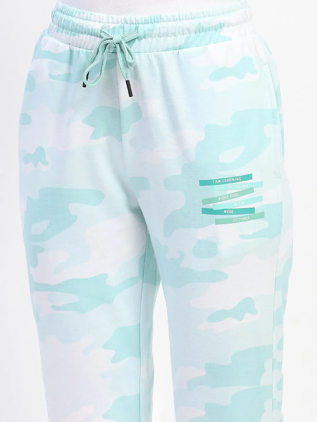 mSECRET Mint Camouflage Cotton Jogger Pants with Drawstring Waist