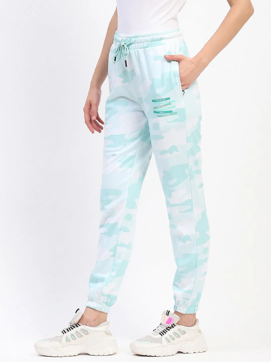 mSECRET Mint Camouflage Cotton Jogger Pants with Drawstring Waist