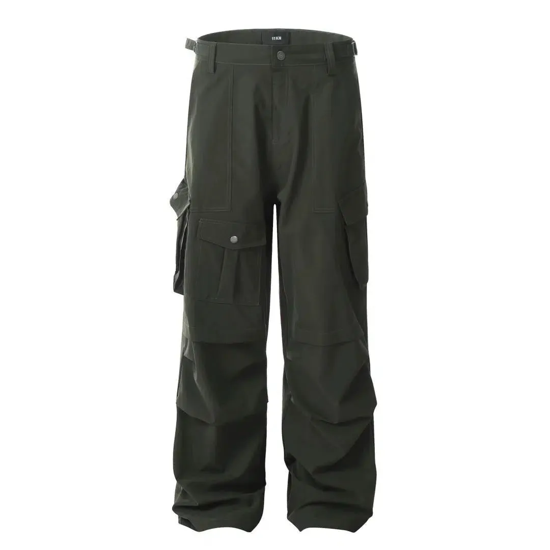 Multi-pocket Straight-leg Cargo Pants