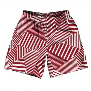Multiple Lines Pattern Athletic Running Fitness Exercise Shorts 7" Inseam Shorts Made In USA