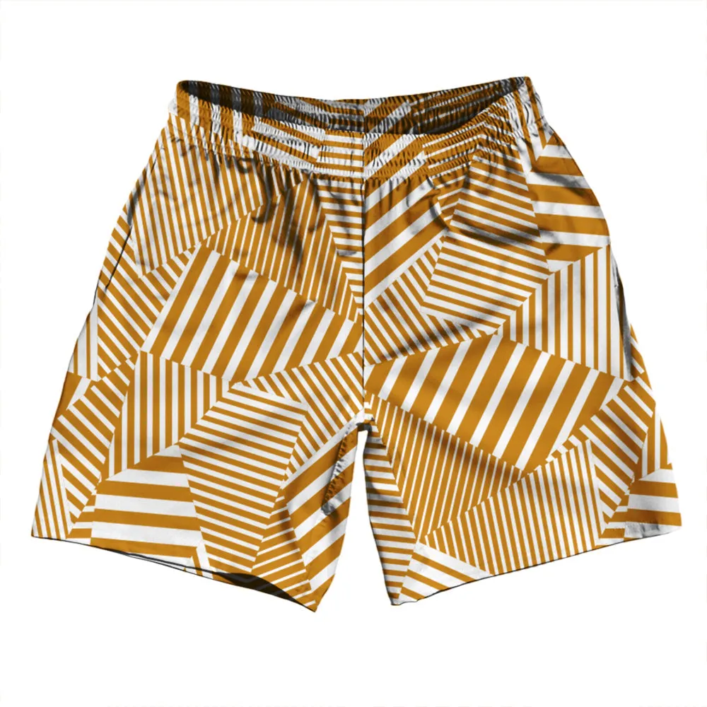 Multiple Lines Pattern Athletic Running Fitness Exercise Shorts 7" Inseam Shorts Made In USA