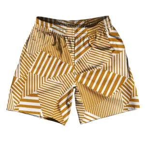 Multiple Lines Pattern Athletic Running Fitness Exercise Shorts 7" Inseam Shorts Made In USA