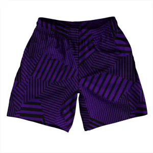 Multiple Lines Pattern Athletic Running Fitness Exercise Shorts 7" Inseam Shorts Made In USA