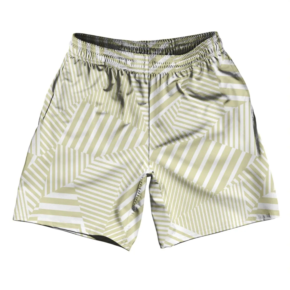 Multiple Lines Pattern Athletic Running Fitness Exercise Shorts 7" Inseam Shorts Made In USA