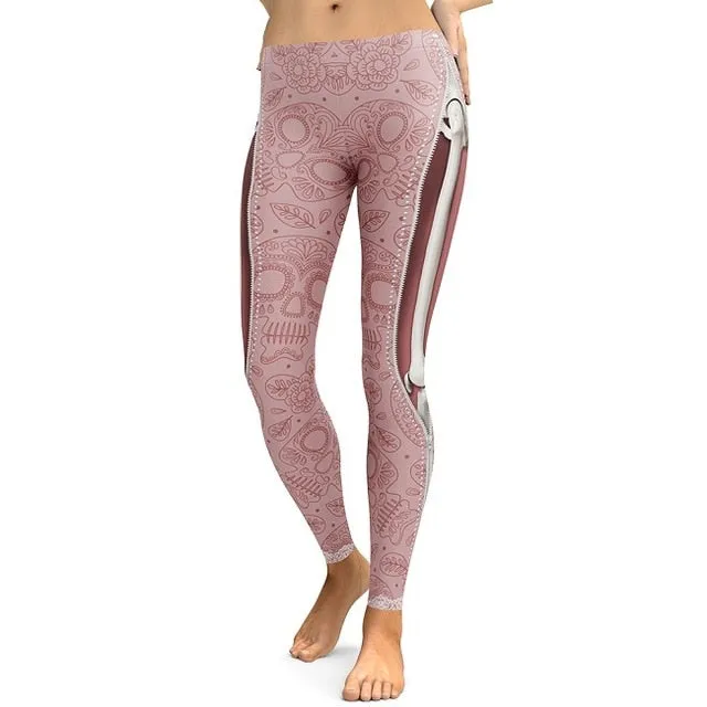 NADANBAO New Arrival Leggings Women Skull Head 3D Printed Camouflage Legging Workout Leggins Slim Elastic Plus Size Pants Legins
