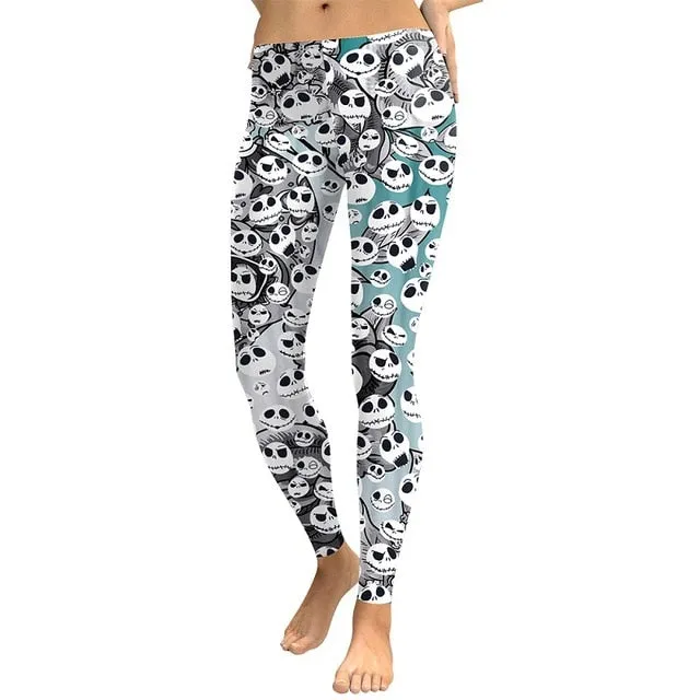 NADANBAO New Arrival Leggings Women Skull Head 3D Printed Camouflage Legging Workout Leggins Slim Elastic Plus Size Pants Legins