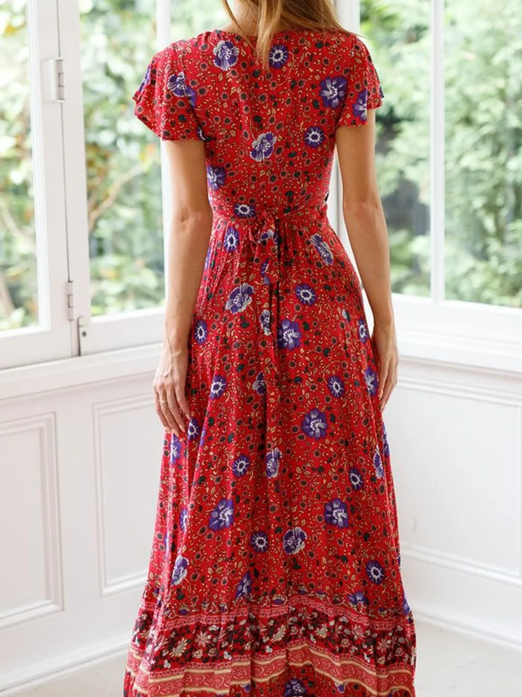 NATASHA Bohemian Floral Summer Wrap Dress