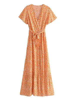 NATASHA Bohemian Floral Summer Wrap Dress