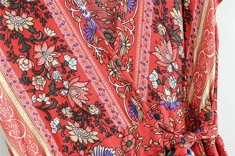 NATASHA Bohemian Floral Summer Wrap Dress