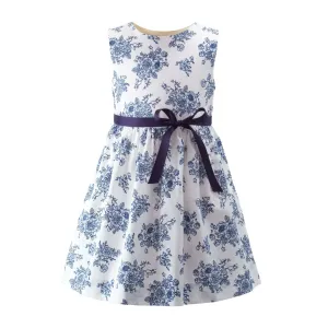 Navy Floral Toile Dress