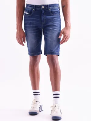 Navy Plain Denim Stretch Shorts