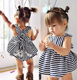 Navy Striped Baby Girl 2Pc Set
