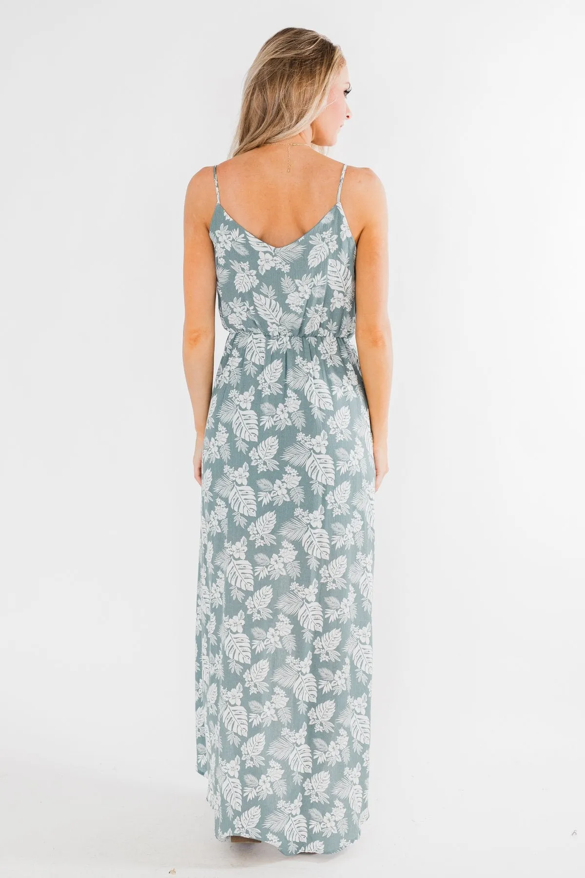 Near the Beach Tropical Hi-Low Dress- Seafoam Green