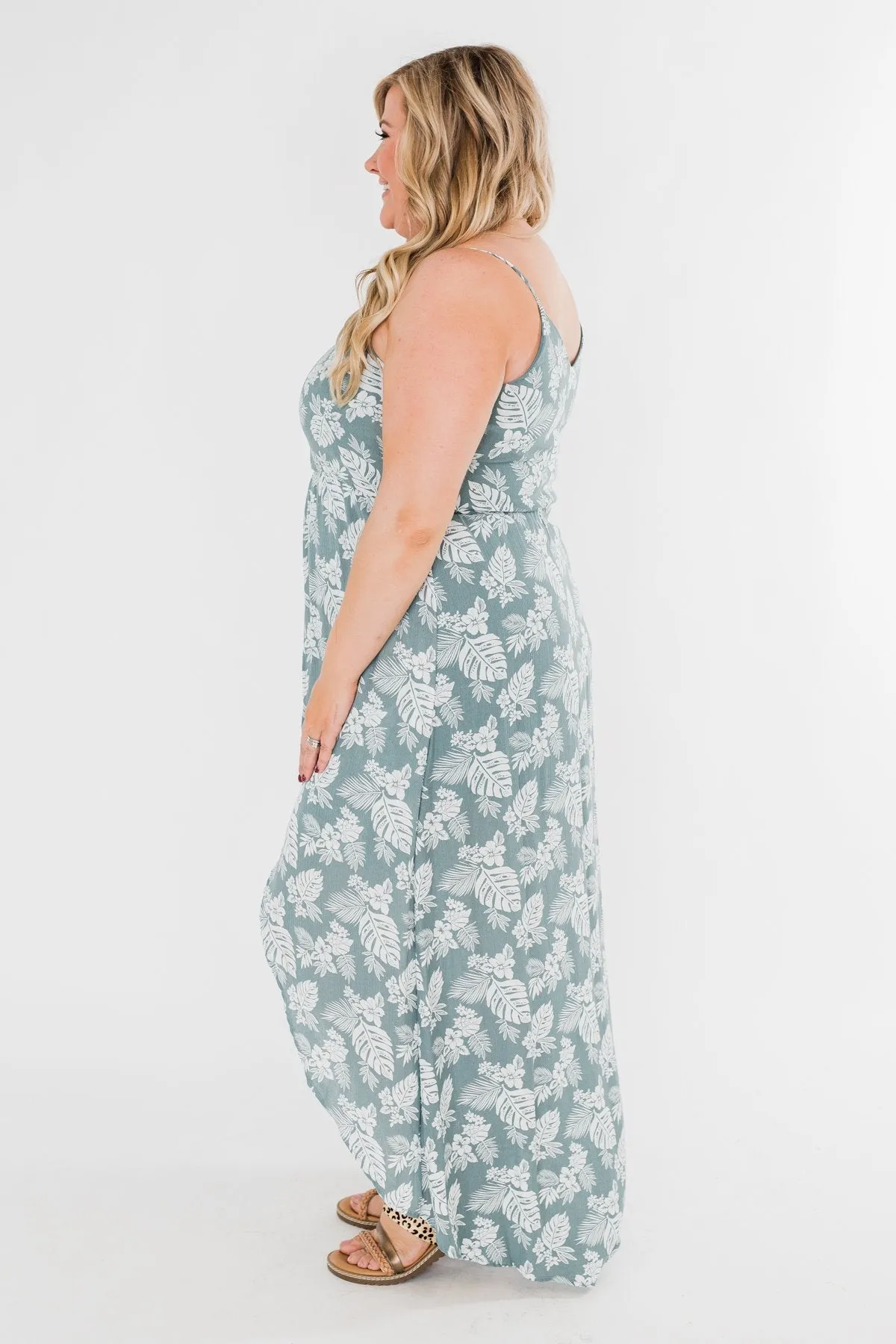 Near the Beach Tropical Hi-Low Dress- Seafoam Green