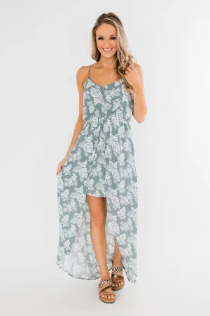 Near the Beach Tropical Hi-Low Dress- Seafoam Green