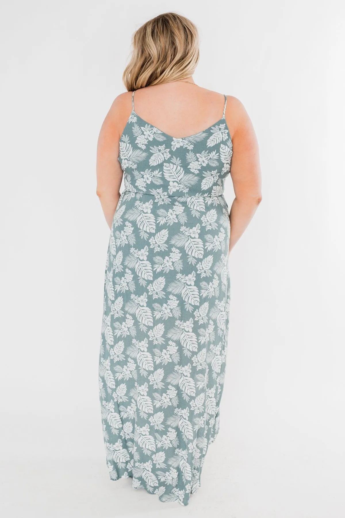 Near the Beach Tropical Hi-Low Dress- Seafoam Green