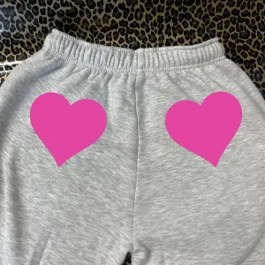neon pink heart joggers
