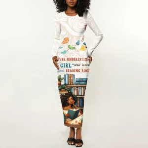 Never Underestimate A Girl Who Loves Reading Books Long Sleeve Bodycon Dress African Book Lovers DT04