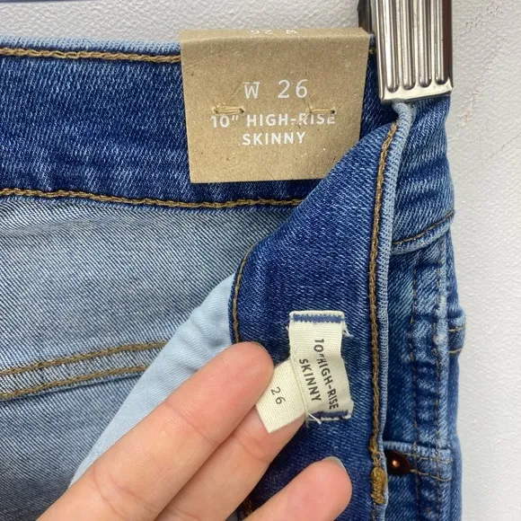NEW Madewell 10&quot; High Rise Skinny Jeans Button Fly Raw Hem‎ size 26