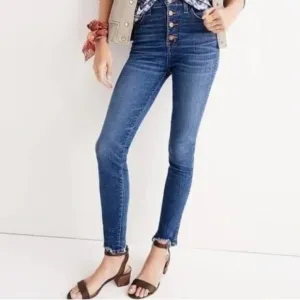 NEW Madewell 10&quot; High Rise Skinny Jeans Button Fly Raw Hem‎ size 26