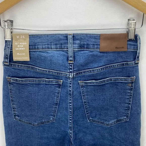 NEW Madewell 10&quot; High Rise Skinny Jeans Button Fly Raw Hem‎ size 26
