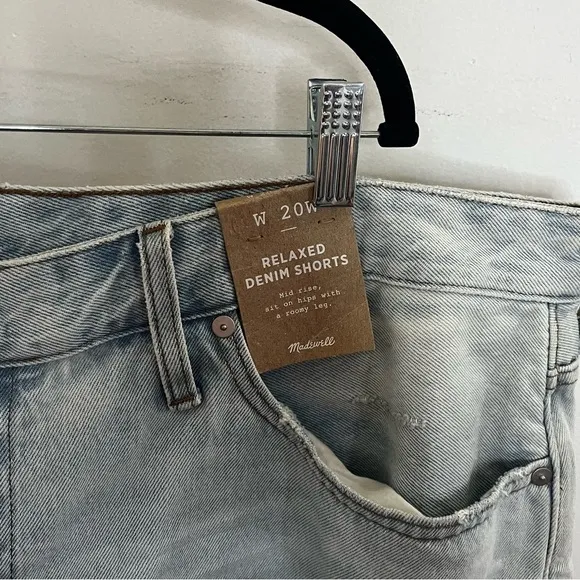 New Madewell Plus Relaxed Denim Shorts in Essen Wash Size 20