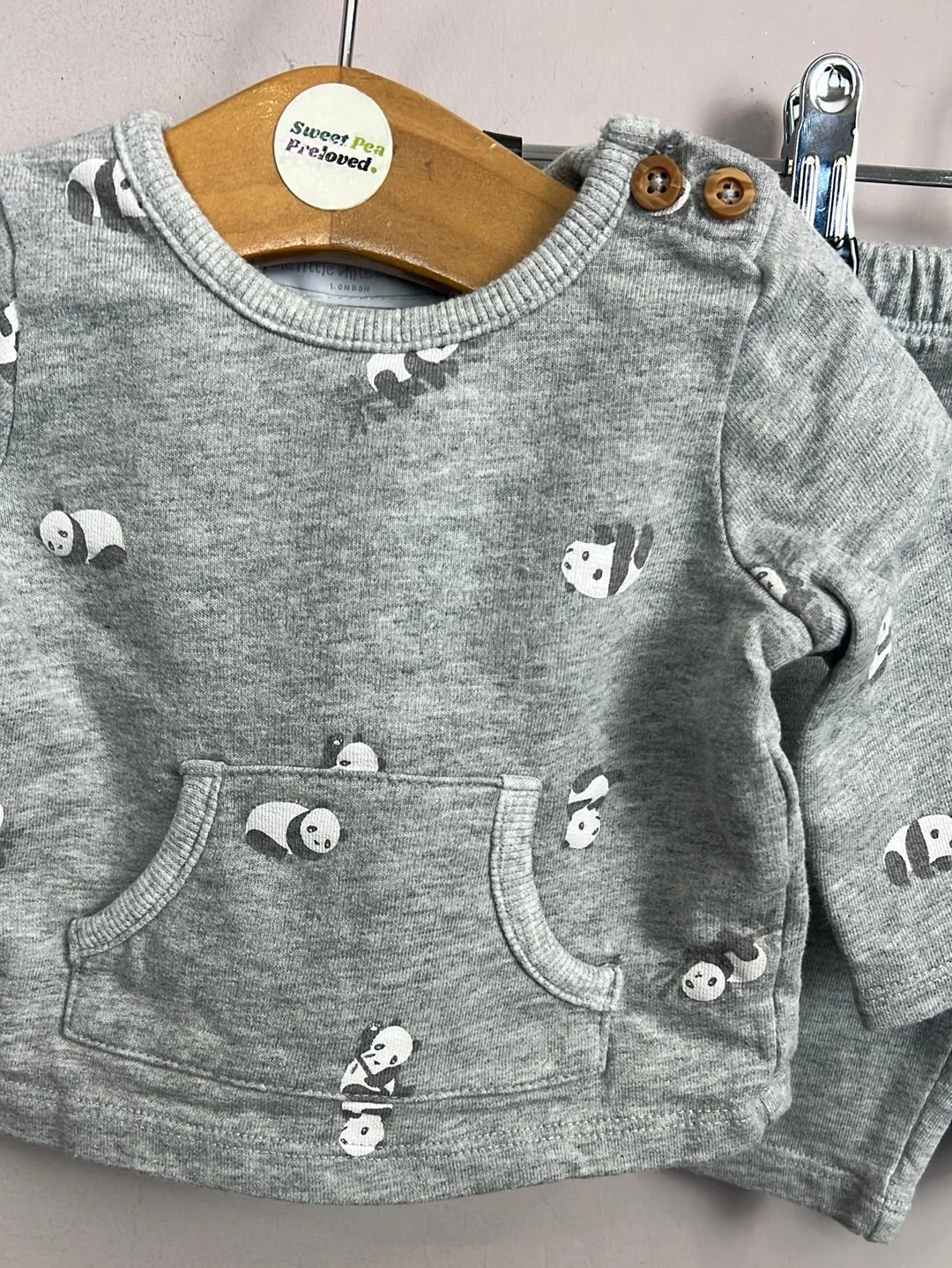 Newborn Little White Company Panda tracksuit