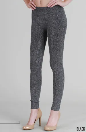 Niki Biki | Knit Braid Sweater Leggings Black