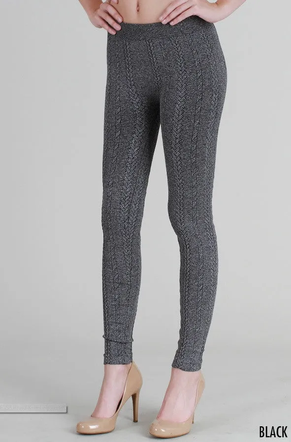 Niki Biki | Knit Braid Sweater Leggings Black