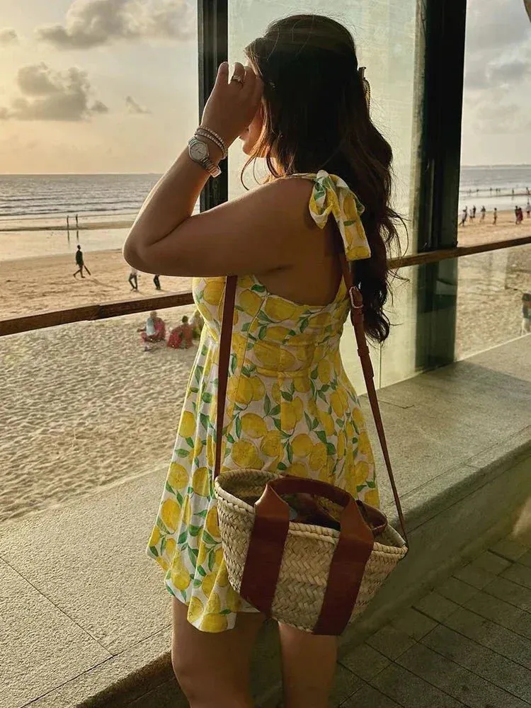 Niomi - Bold Lemon Print Woman's Casual Dress