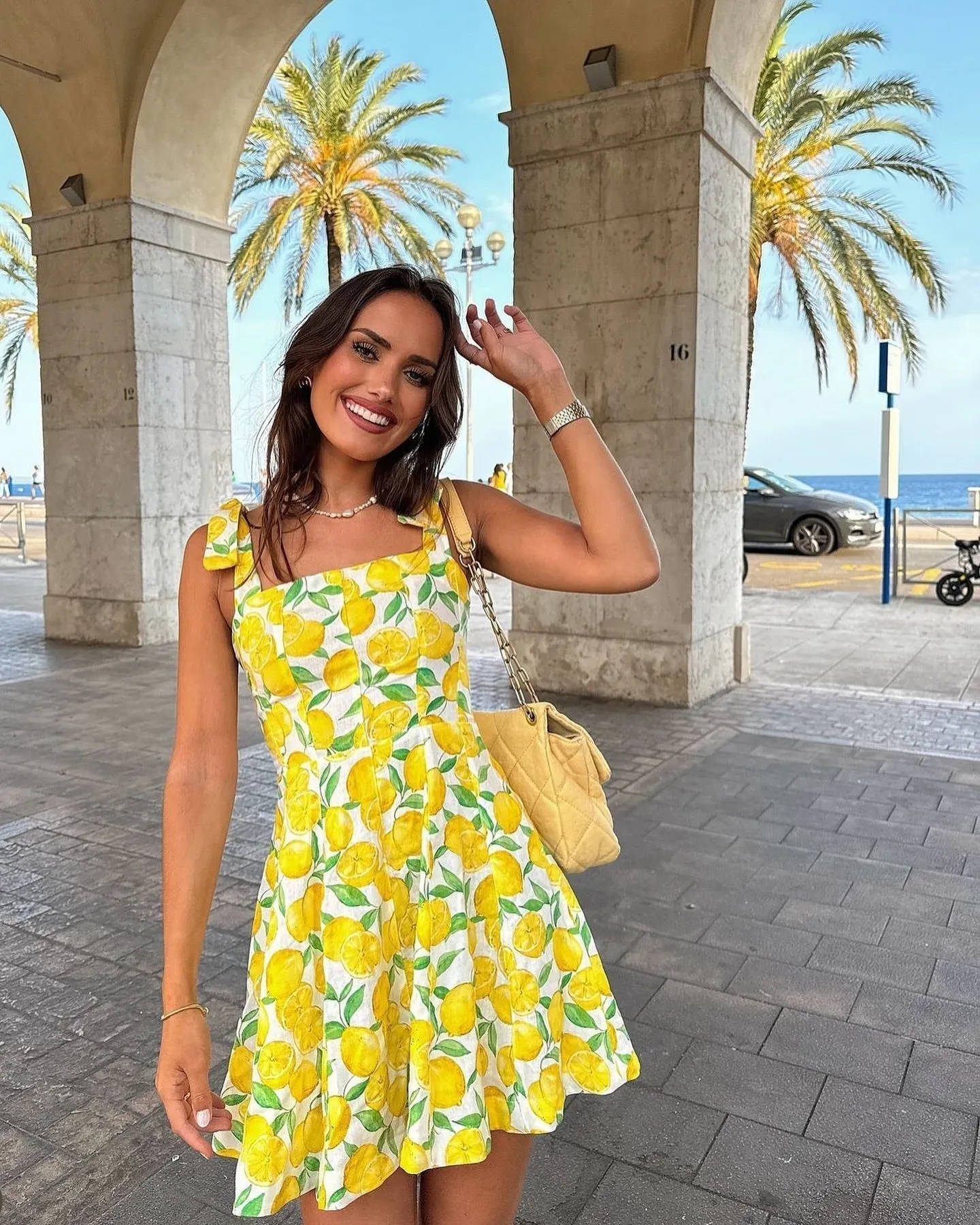 Niomi - Bold Lemon Print Woman's Casual Dress