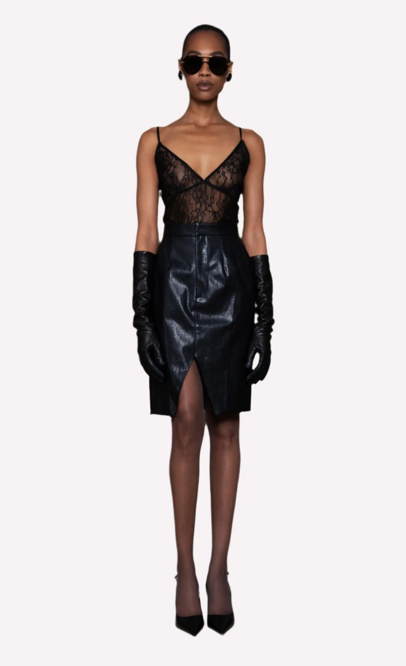 Nonchalant Leo Vegan Leather Skirt in Black