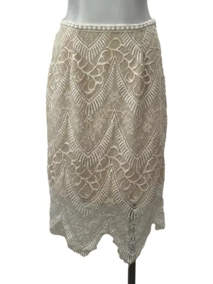 Nude Lace Pencil Skirt