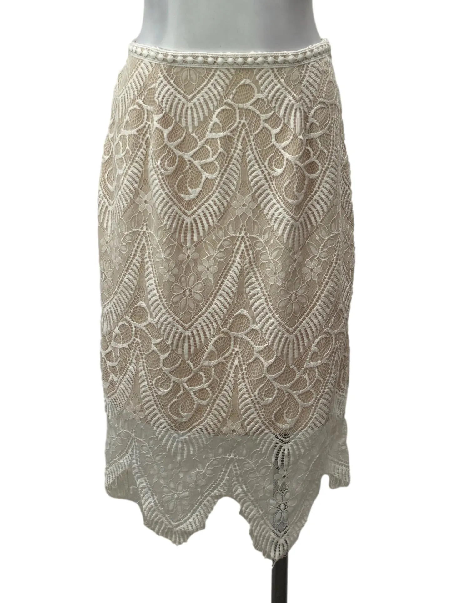 Nude Lace Pencil Skirt
