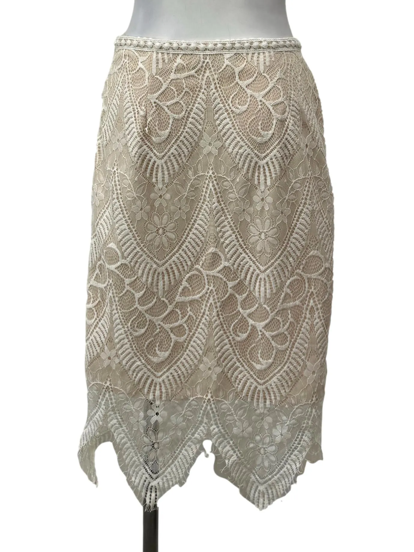 Nude Lace Pencil Skirt