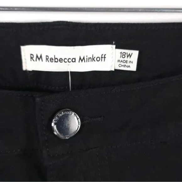 NWOT REBECCA MINKOFF Tapered Black Jeans High Rise Cotton Rayon Poly Spandex 18W