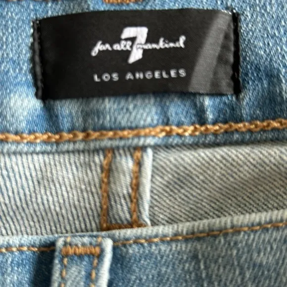 NWT 7 For All Mankind Mid Rise Roll Cuff Denim Shorts 26 Melrose‎