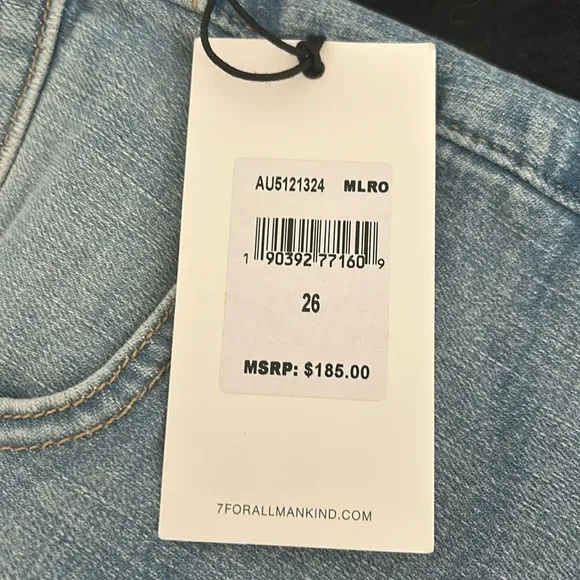 NWT 7 For All Mankind Mid Rise Roll Cuff Denim Shorts 26 Melrose‎