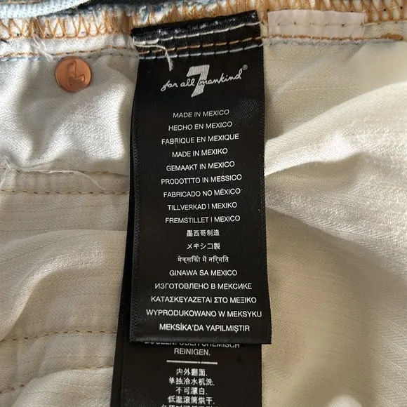 NWT 7 For All Mankind Mid Rise Roll Cuff Denim Shorts 26 Melrose‎