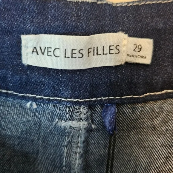 NWT Anthropologie Avec Les Filles Women's Dark Blue Wide-Leg Jeans Size 29