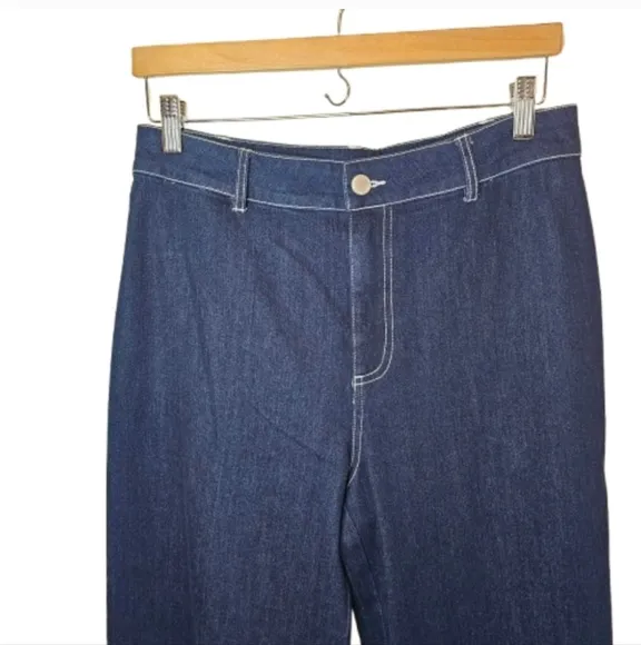 NWT Anthropologie Avec Les Filles Women's Dark Blue Wide-Leg Jeans Size 29